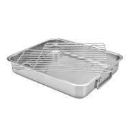 Assadeira 34cm Por 28cm 4,6 Litros Com Grelha  Retangular Aço Inox Tramontina